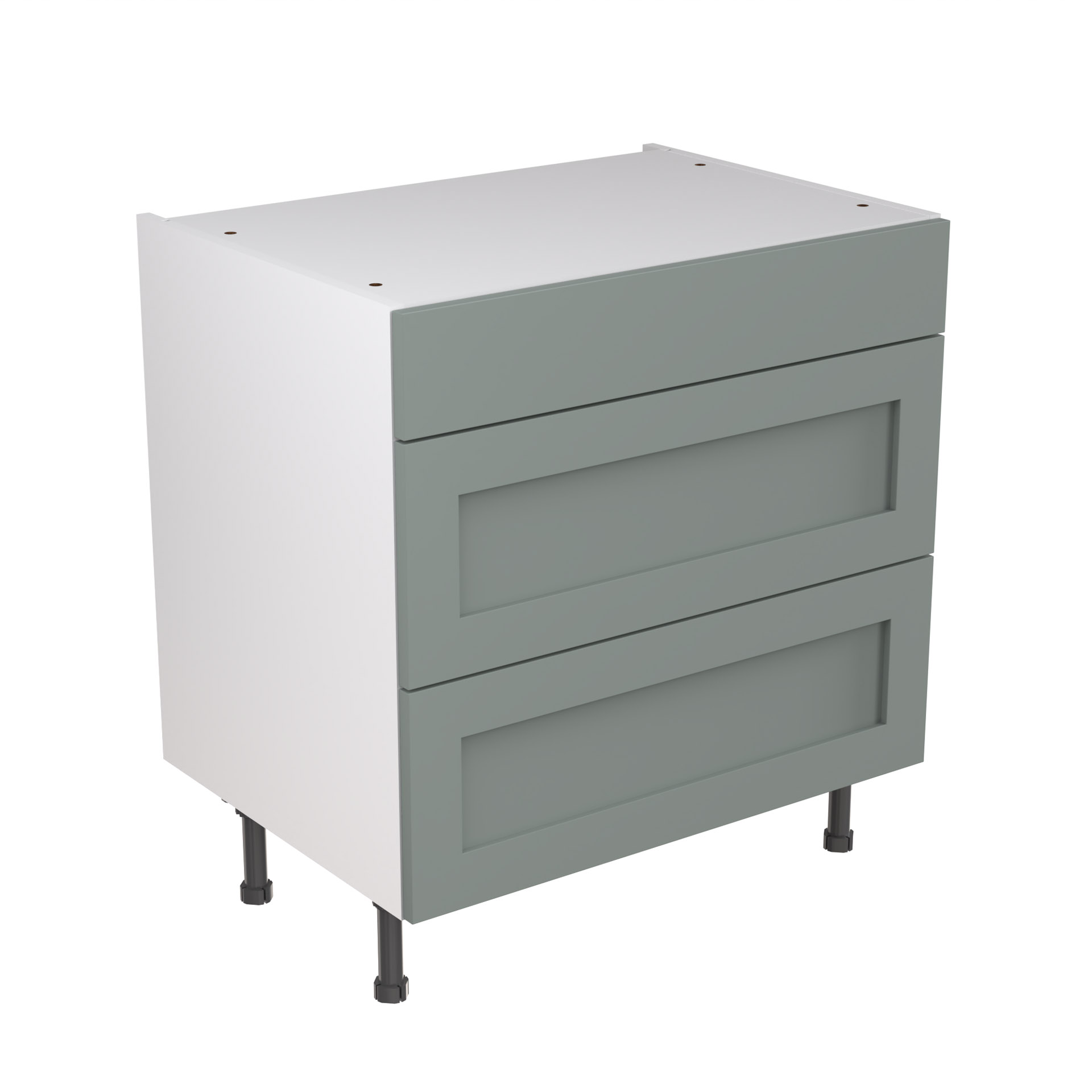 Shaker-800-3-Drawer-Base-Cabinet-Sage-Green 800 3 Drawer Base Cabinet - Image 1