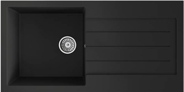 Black 1 bowl Matt Black 1 Bowl Kitchen Sink With Drainer - Image 1