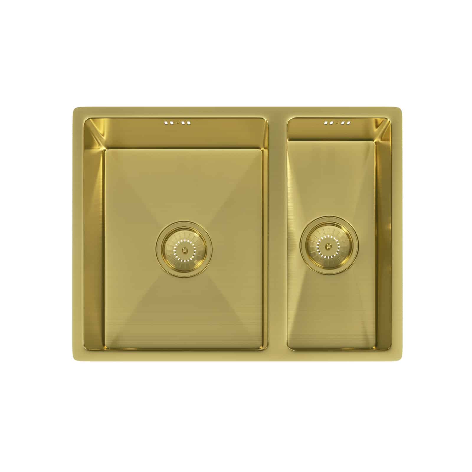 1.5 Brushed Brass Small Ella | 1.5 Bowl Undermount Sink with Strainer Waste(s) | Brushed Brass - Image 1