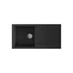 Comite | 1 Bowl Kitchen Inset Sink & Drainer with Strainer Waste | Matt Black