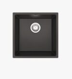 Comite | 1 Bowl Undermount Sink with Strainer Waste | Gloss Black