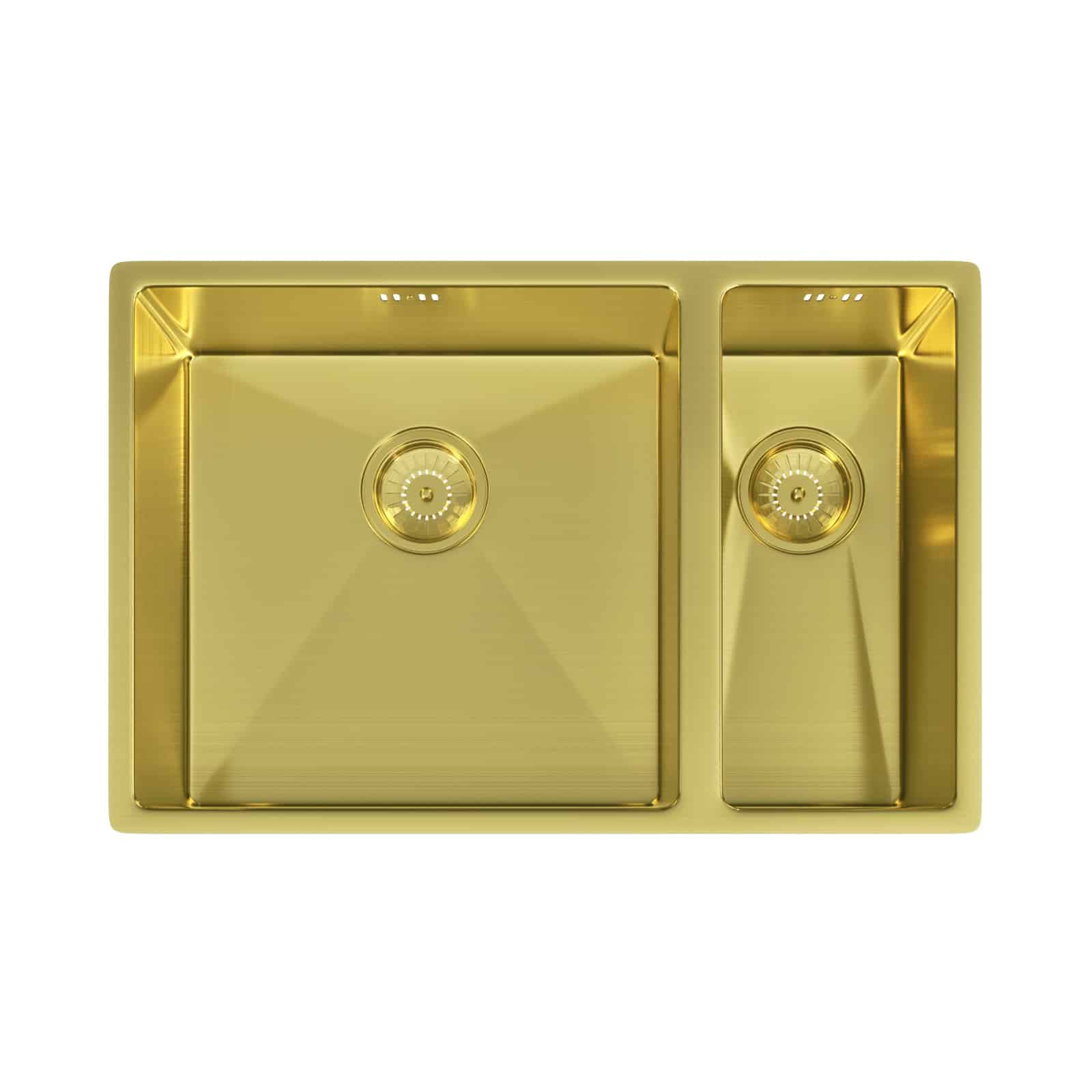 Brass 670 Ella | 1.5 Bowl Undermount Sink with Strainer Waste(s) | Brushed Brass - Image 1