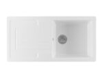 Comite| Fireclay Style 1 Bowl Kitchen Inset Sink & Drainer with Strainer Waste | Gloss White
