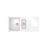 Comite | 1.5 Bowl Kitchen Inset Sink & Drainer with Strainer Waste | Matt White