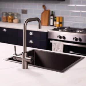 Impromta Biometric Gun Metal 3-in-1 Square Neck Boiling Hot Water Tap
